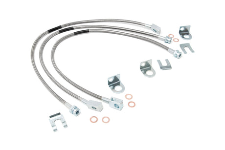 Jeep Front & Rear Stainless Steel Brake Lines 4-6in Lifts (XJ/YJ/TJ) Rough Country