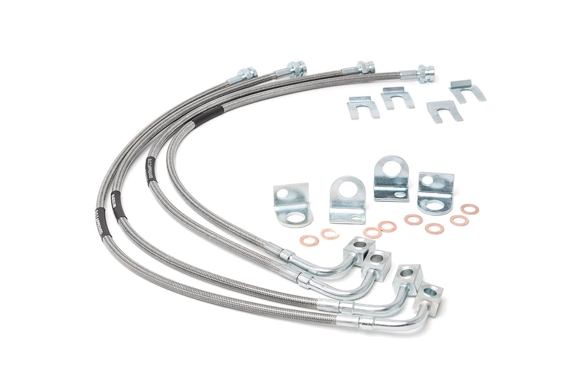 Brake Lines Stainless FR & RR 4-6 Inch Lift Jeep Wrangler JK/Wrangler Unlimited (07-18) Rough Country