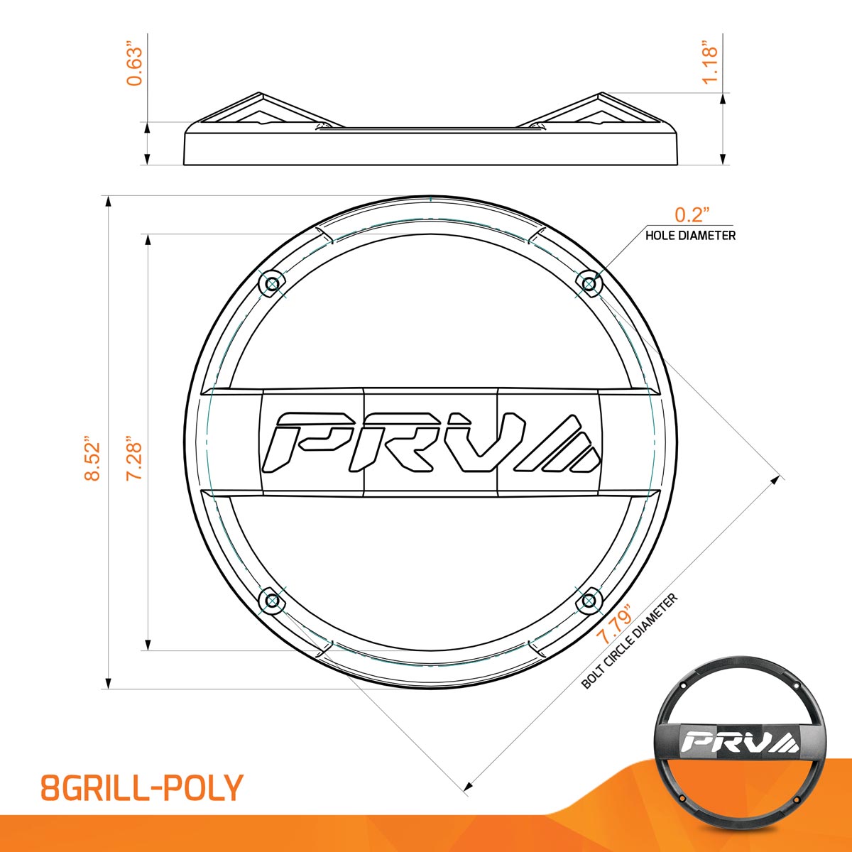 PRV 8GRILL-POLY Grill PRV Audio