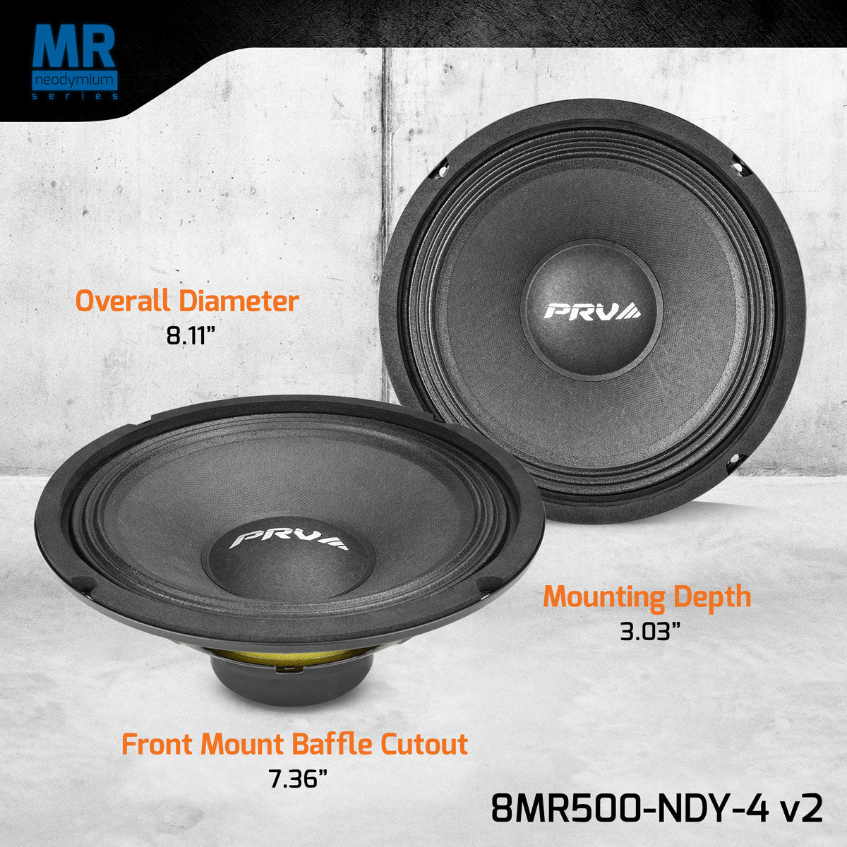 PRV Audio 8MR500-NDY-4 v2 8" Midrange Neodymium Speaker