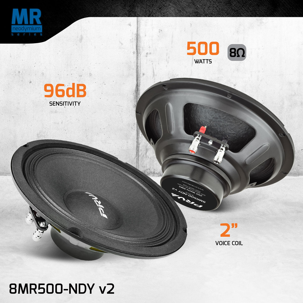 PRV Audio 8MR500-NDY v2 8in Neodymium Midrange Speaker