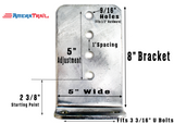 8" Vertical Bunk Bracket for Big Wood Bunks - 8" H x 5" Wide - Galvanized Finish
