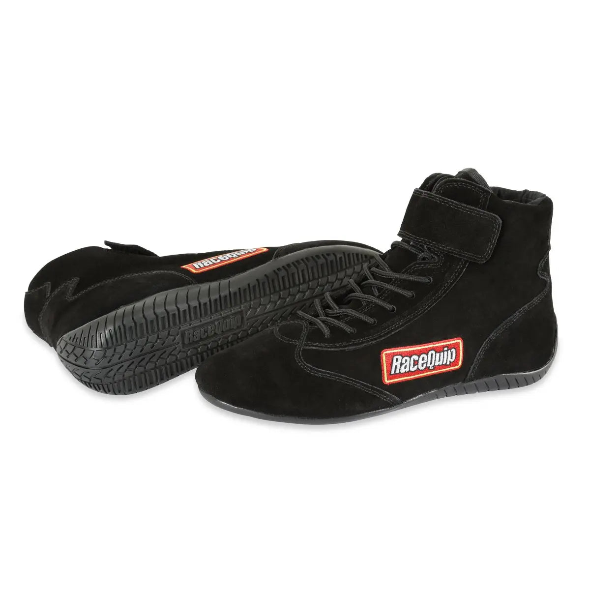 RaceQuip 303 Series Basic Race Shoes, part 30300120RQP, black suede mid-top size 12 - main view