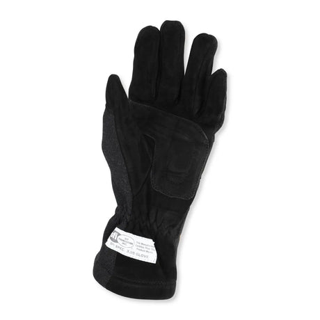 RaceQuip 355005RQP black short gauntlet Nomex race gloves - detail view
