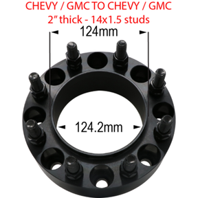 8 x 180mm to 8 x 180mm - Hub and Wheel Centric 2" (Chevy/GMC) Far From Stock - CWA