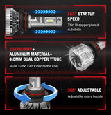 9005/HB3 9006/HB4 120W 6500K 22000LM White IP67 LED Headlight Bulbs 2 Pairs Flashark