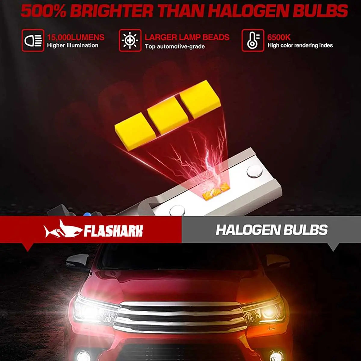 9006 HB4 LED Headlight Bulbs 60W 15000LM 6000K | 2 Bulbs
