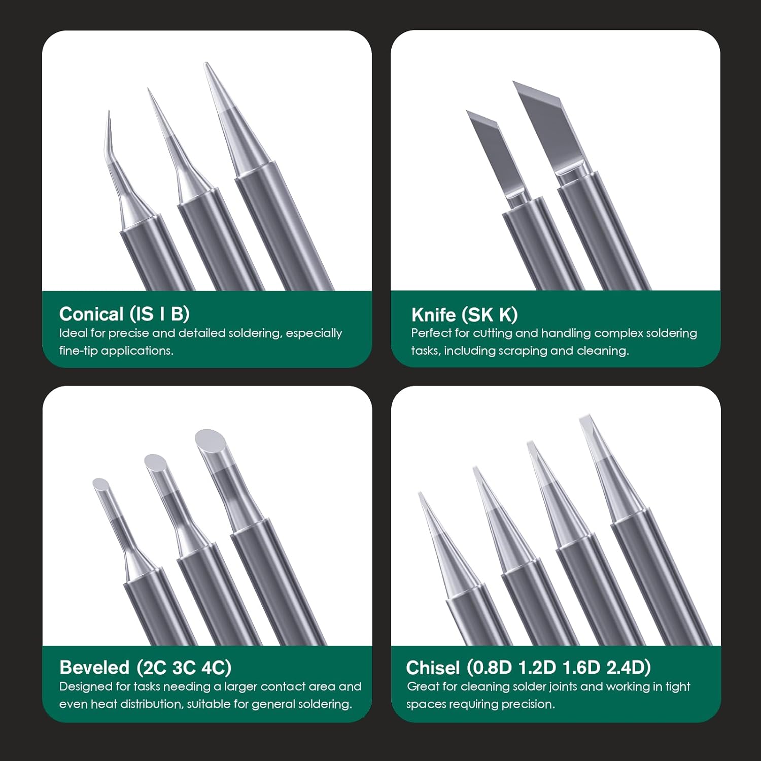 900M 12pc Soldering Iron Tips for Hakko, Yihua, Atten, Quick, Ryobi, and More TekShack