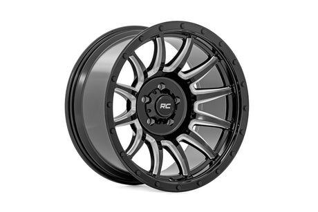 90 Series Wheel One-Piece Gloss Black w/machined spokes 20x9 6x5.5 -12mm Rough Country
