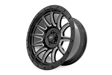 90 Series Wheel One-Piece Gloss Black w/machined spokes 20x9 6x5.5 -12mm Rough Country