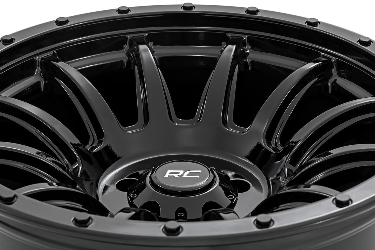 90 Series Wheel One-Piece Gloss Black 20x10 8x170 -19mm Rough Country