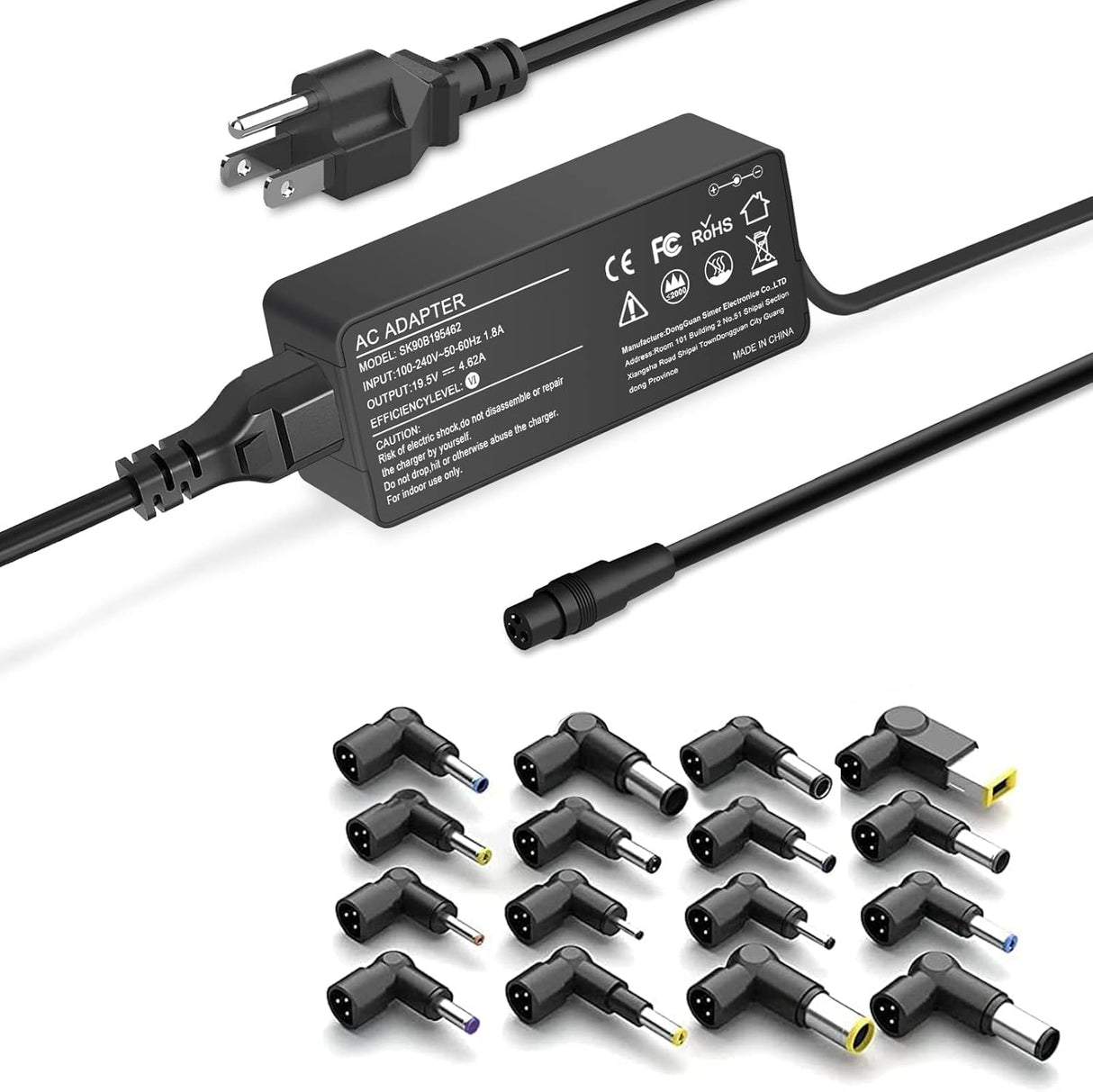 90W Universal Ac Laptop Charger with 16 Tips TekShack