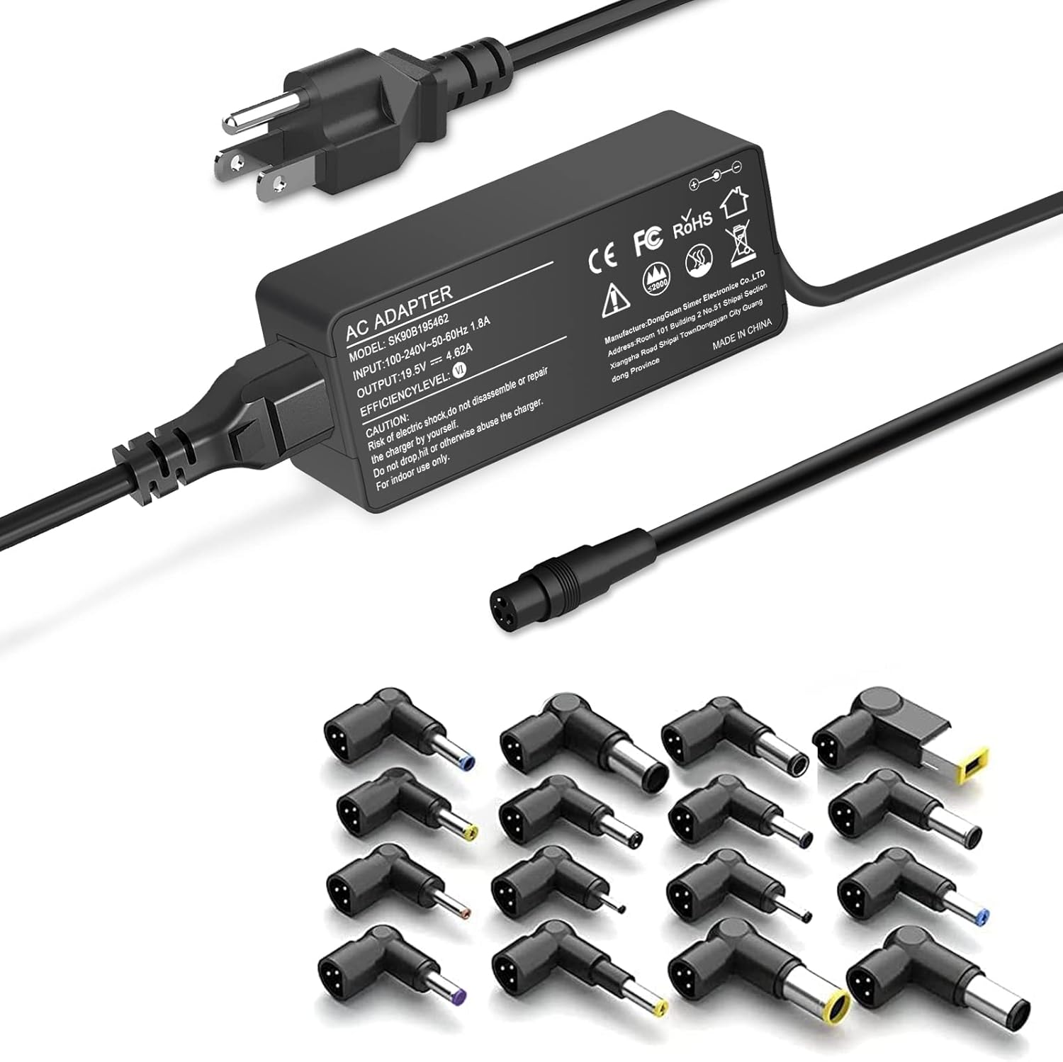 90W Universal Ac Laptop Charger with 16 Tips TekShack