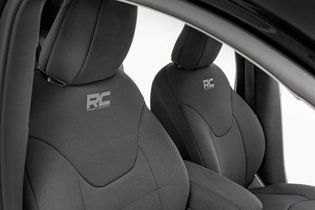 Seat Covers Front Row and Rear Row Bench Jeep Cherokee KL 2WD/4WD (14-22) Rough Country