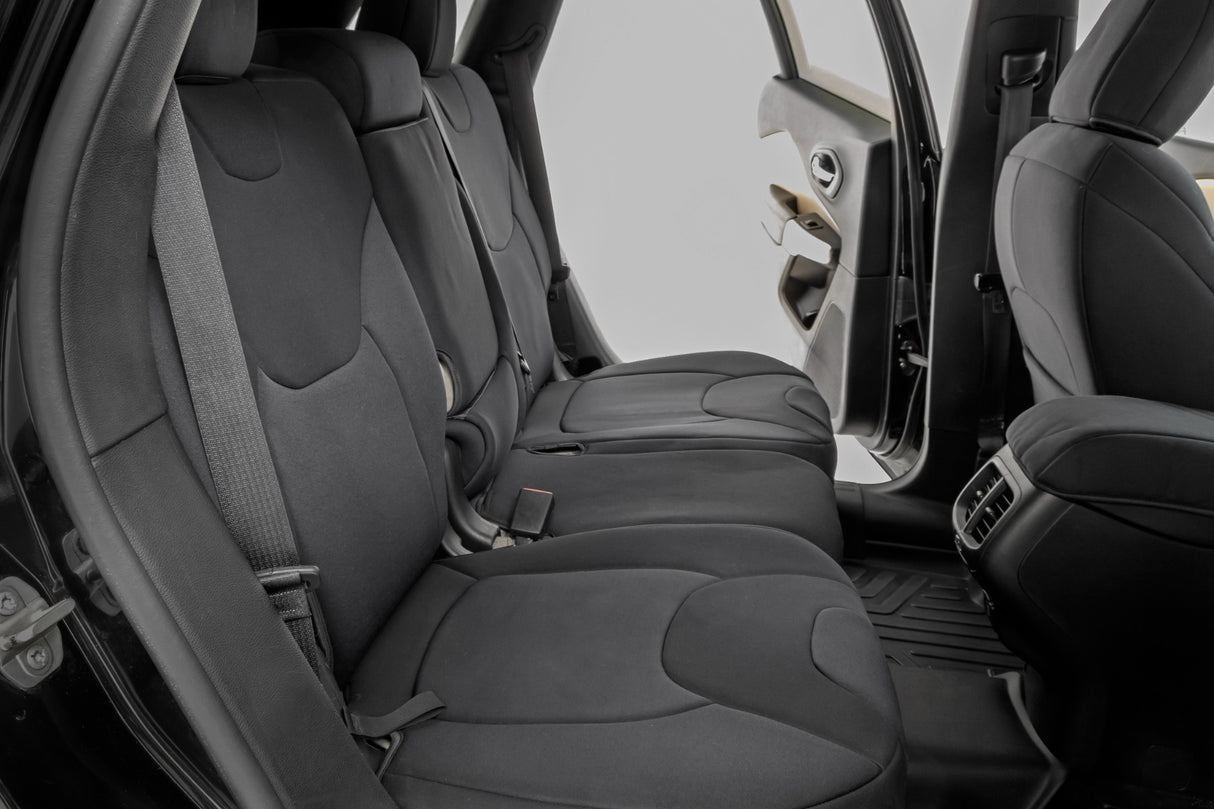 Seat Covers Front Row and Rear Row Bench Jeep Cherokee KL 2WD/4WD (14-22) Rough Country
