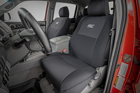 Seat Covers Black FR & RR Crew Cab Toyota Tacoma 2WD/4WD (2005-2015) Rough Country