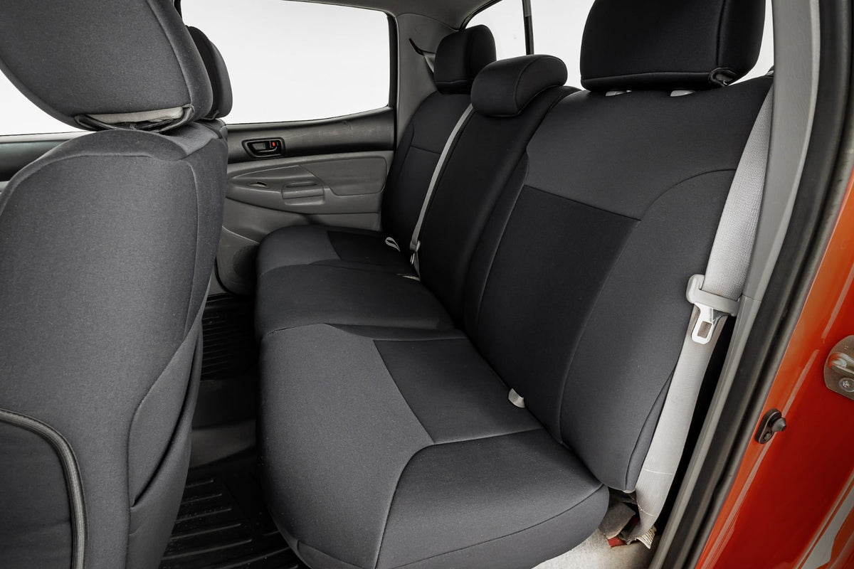 Seat Covers Gray FR & RR Crew Cab Toyota Tacoma 2WD/4WD (2005-2015) Rough Country