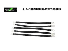 2 Awg HD Golf Cart Battery Cable 5 pc Black Club Car DS 1995 & Up BRAIDED Set AC DC WIRE AND SUPPLY