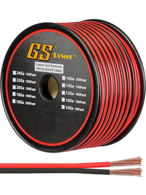 GS Power 12 Gauge 100ft Red/Black CCA Wire Roll TekShack