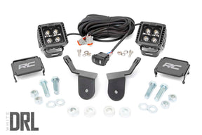 LED Light Kit Cage Mount 2 Inch Black Pair White DRL Honda Pioneer 1000/Pioneer 1000-6 Rough Country