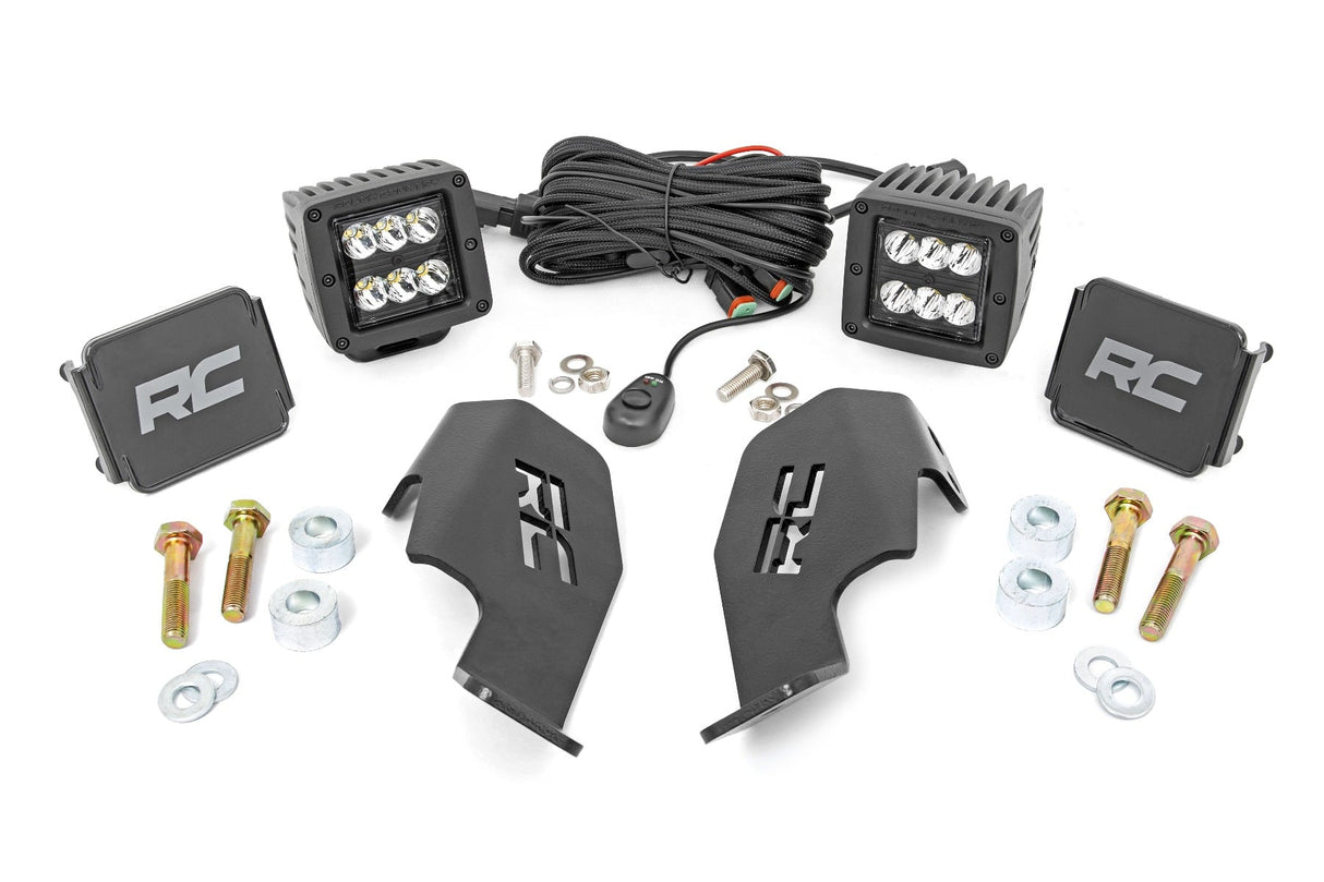LED Light Kit Cage Mount 2 Inch Black Pair Honda Talon 1000 Rough Country