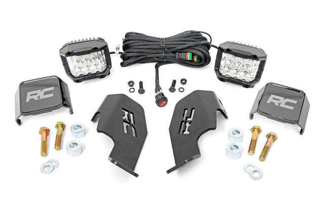 LED Light Kit Cage Mount 2 Inch Chrome Pair Wide Angle Honda Talon 1000 Rough Country
