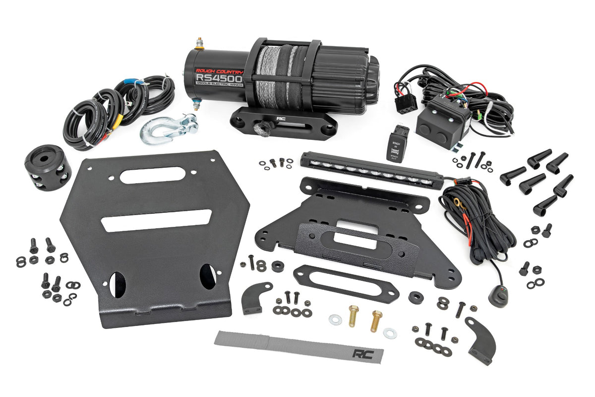 LED Light Winch Mount RS4500S 10 Inch Black Slimline Polaris RZR Pro R Rough Country
