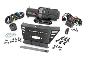Winch Plate 4500-LB Winch 10 Inch Black Slimline Honda Pioneer 520 Rough Country