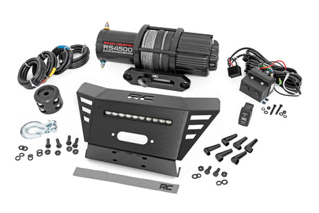 Winch Plate 4500-LB Winch 10 Inch Black Slimline Honda Pioneer 520 Rough Country