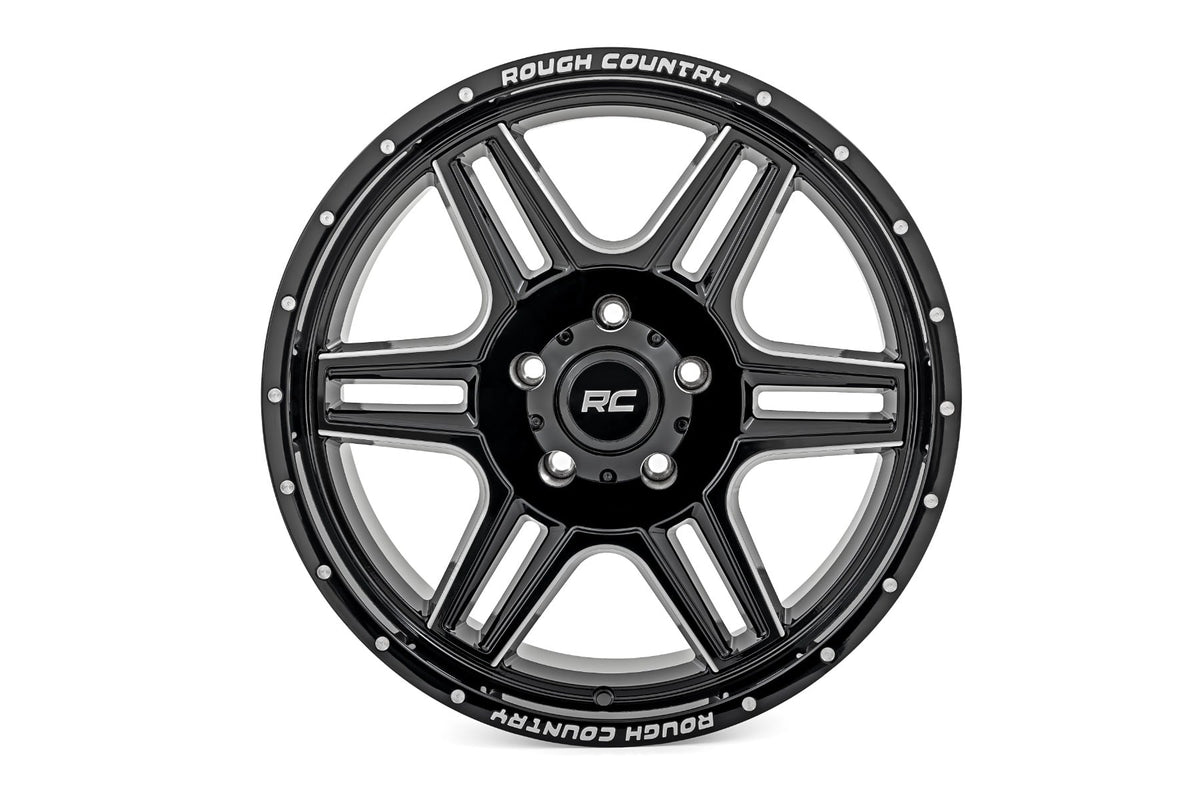 92 Series Wheel Machined One-Piece Gloss Black 18x9 6x5.5 +0mm Rough Country