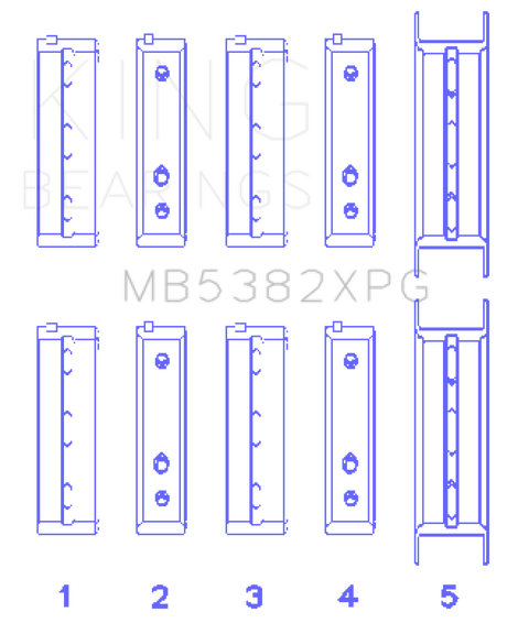 King Subaru EJ20/EJ22/EJ25 (Thrust in #5 Position) Tri-Metal Perf Main Bearing Set - Size +0.26mm