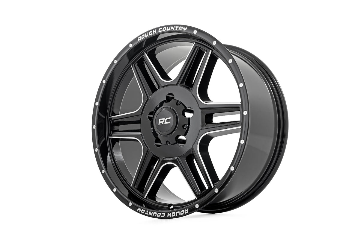 92 Series Wheel Machined One-Piece Gloss Black 20x9 5x5.5 +0mm Rough Country