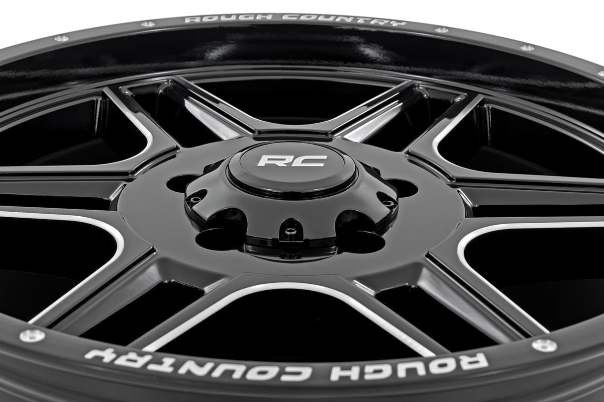 92 Series Wheel Machined One-Piece Gloss Black 20x9 5x5.5 +0mm Rough Country