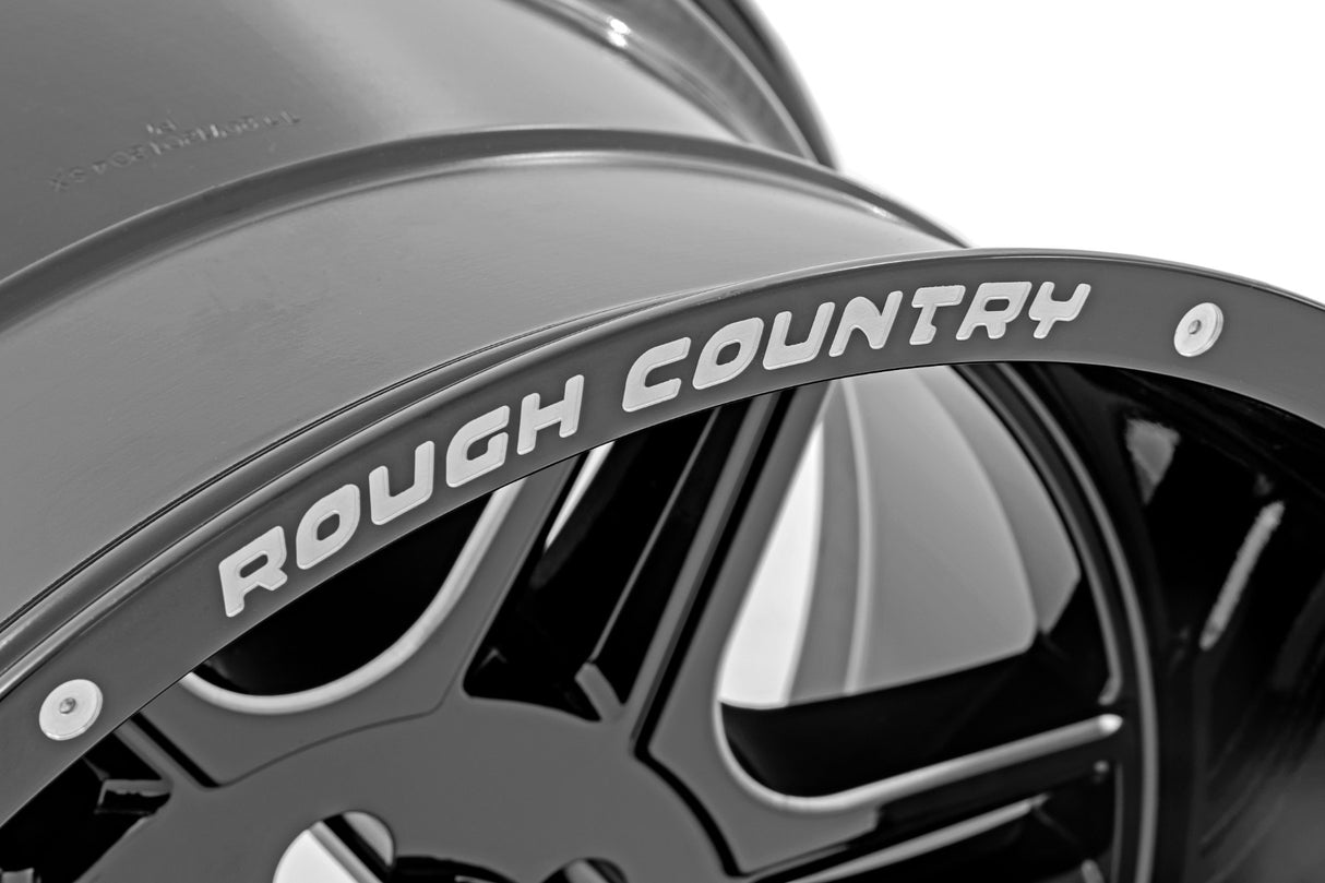 92 Series Wheel Machined One-Piece Gloss Black 22x12 6x135 -44mm Rough Country