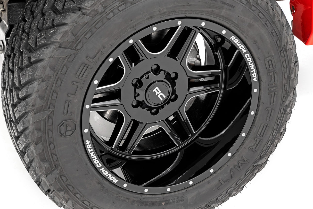 92 Series Wheel Machined One-Piece Gloss Black 22x12 6x135 -44mm Rough Country