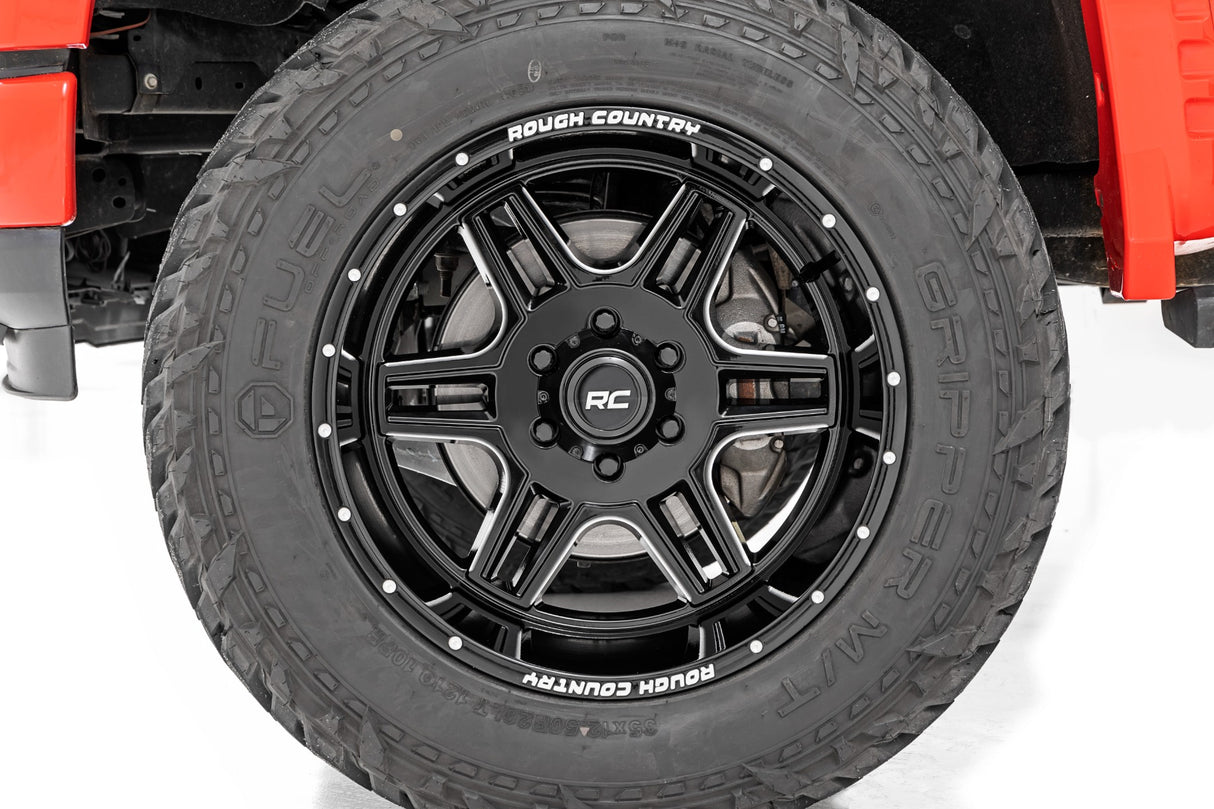 92 Series Wheel Machined One-Piece Gloss Black 22x12 6x135 -44mm Rough Country