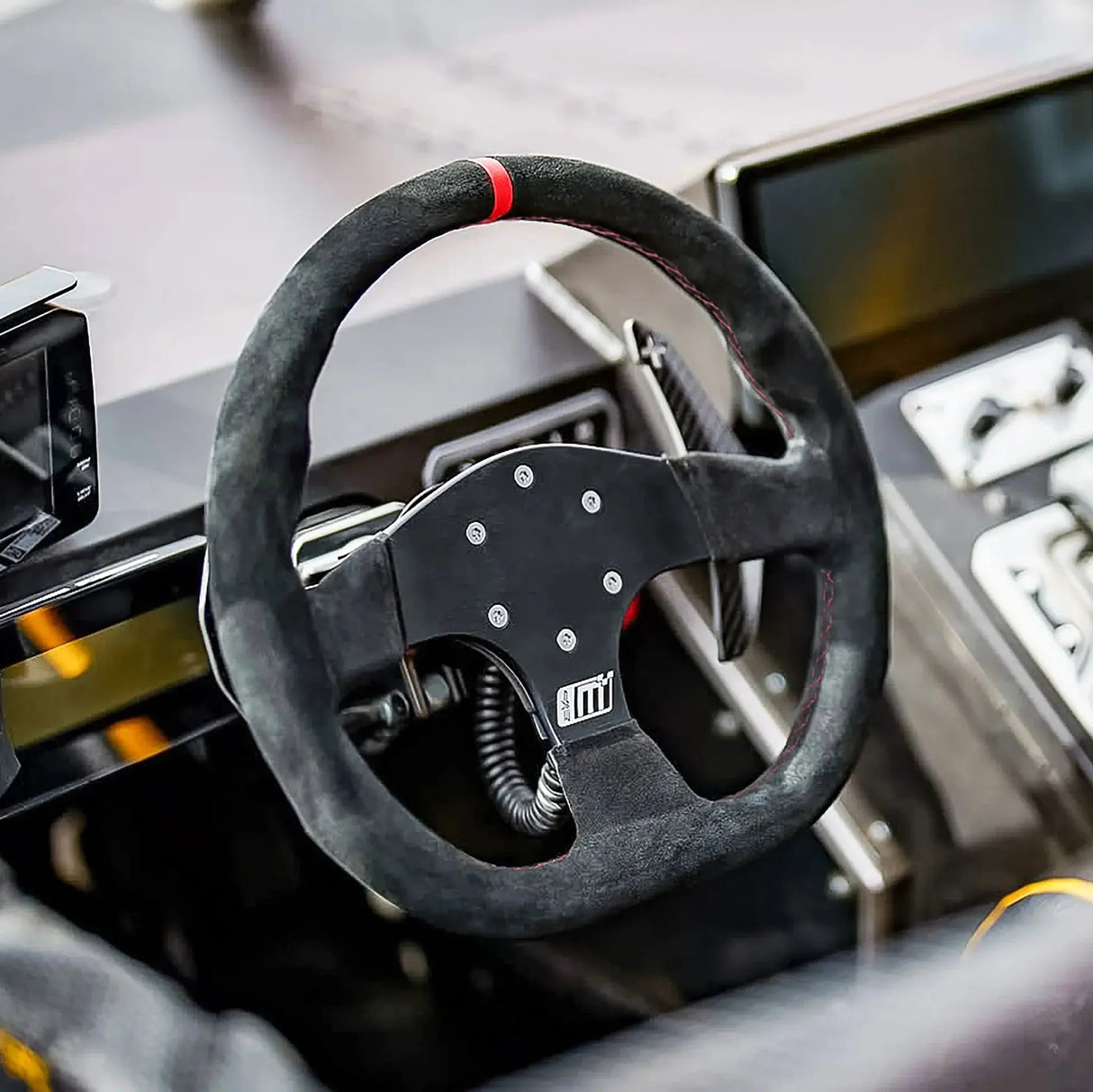 EVP.MOde Race Steering Wheel with Carbon Fiber Paddles and Quick-Release Hub Adapter Kit for Can-Am Maverick R Evolution Powersports