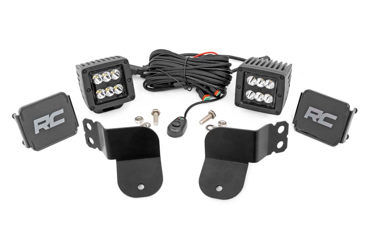 LED Light Kit Cage Mount 2 Inch Black Pair Spot Polaris General XP 4 1000 Rough Country