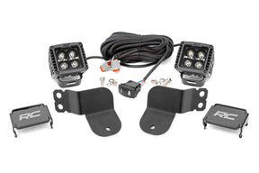 LED Light Kit Cage Mount 2 Inch Black Pair White DRL Polaris General XP 4 1000 Rough Country