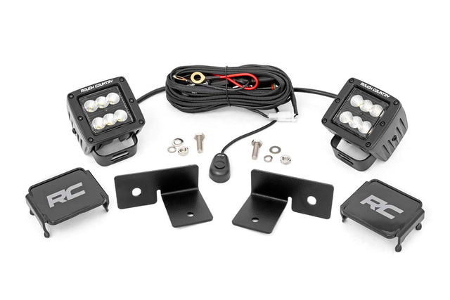 LED Light Kit Under Bed Mount 2 Inch Black Pair Spot Polaris General XP 4 1000 Rough Country