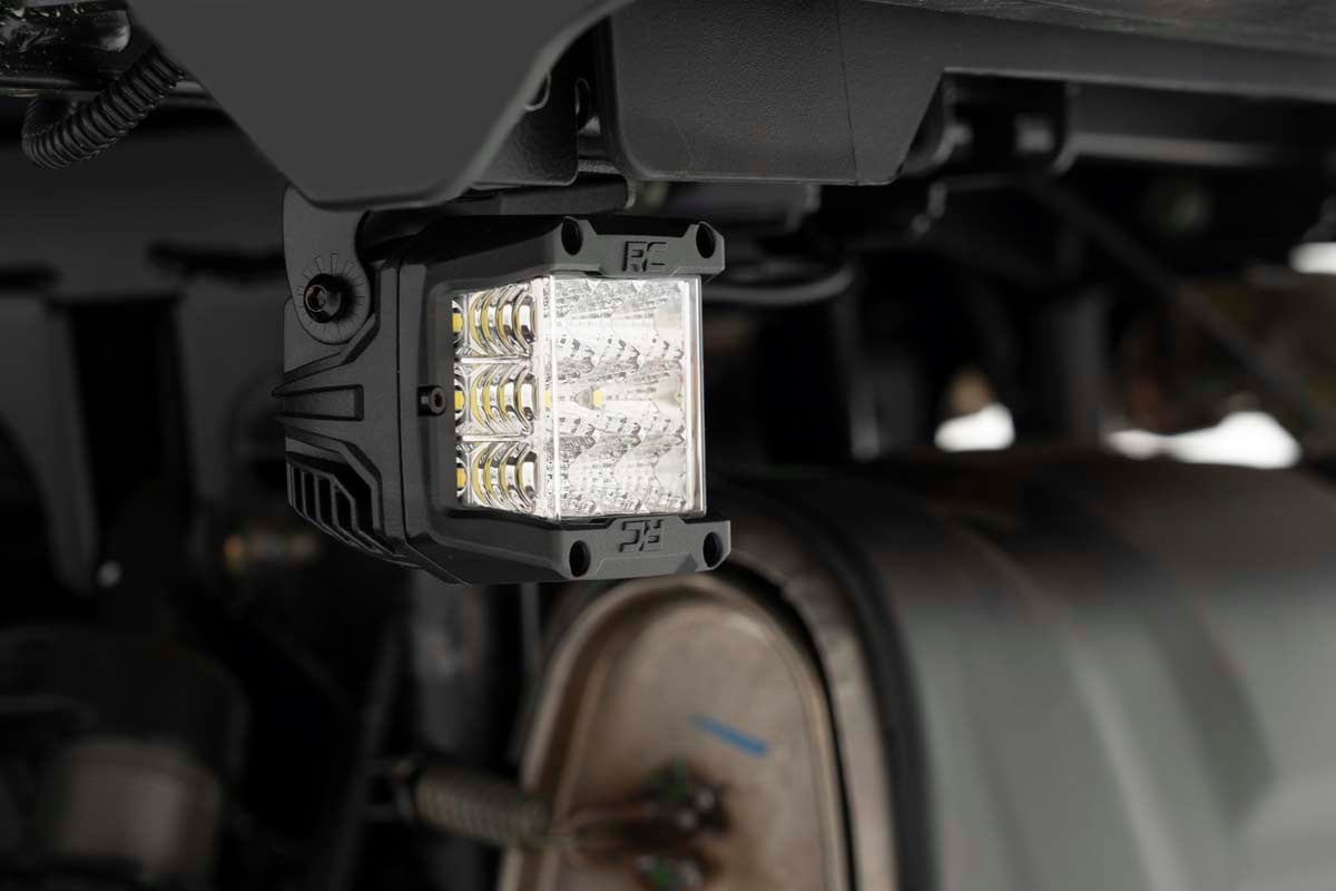 LED Light Kit Under Bed Mount 2 Inch Chrome Pair Wide Angle Polaris General XP 4 1000 Rough Country