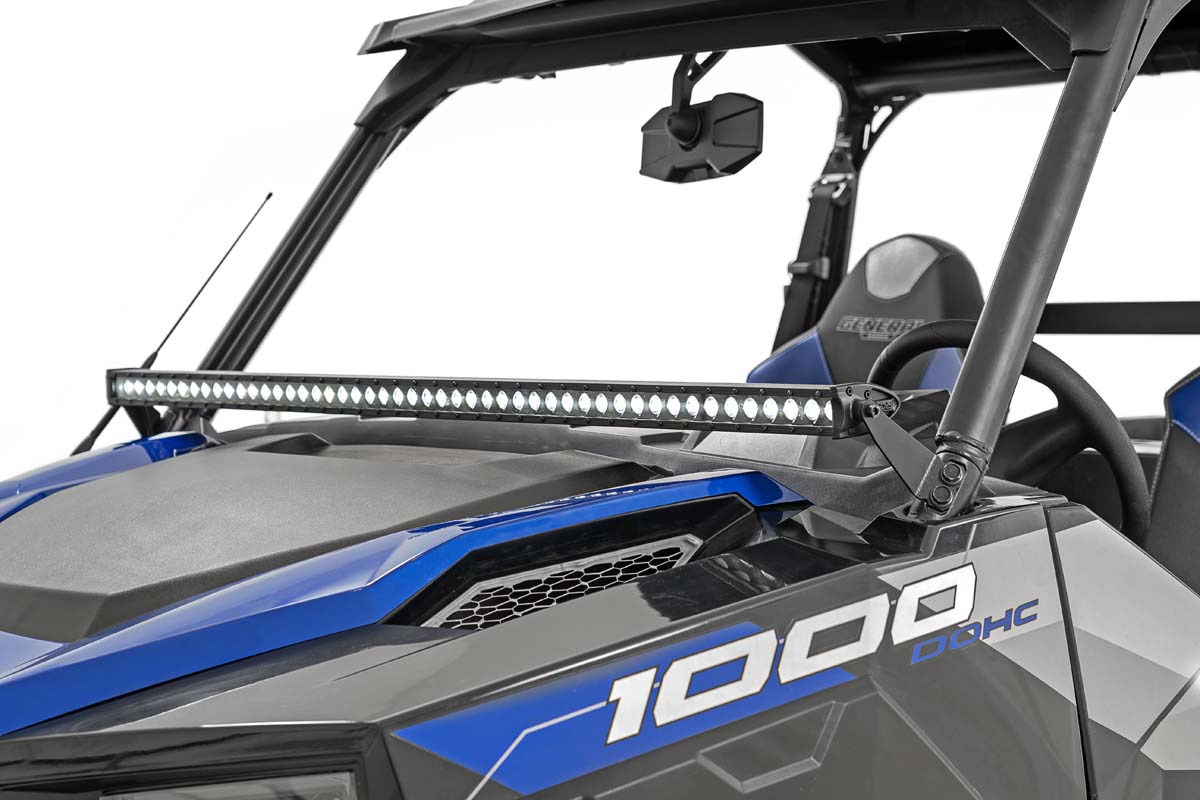 LED Light Kit Lower Windshield 50 Inch Black Single Row White DRL Polaris General XP 4 1000 Rough Country