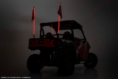 Whip Mount Cage 4 Foot Multl-Color LED Whip Pair Polaris RZR XP 1000 Rough Country