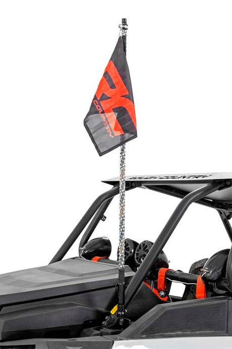 Whip Mount Cage 4 Foot Multl-Color LED Whip Pair Polaris RZR XP 1000 Rough Country