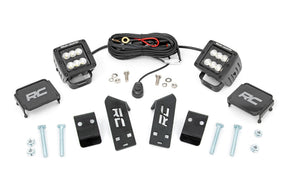 LED Light Kit A Pillar Mount 2 Inch Black Pair Flood Polaris RZR PRO XP Rough Country