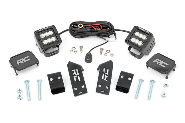 LED Light Kit A Pillar Mount 2 Inch Black Pair Flood Polaris RZR PRO XP Rough Country