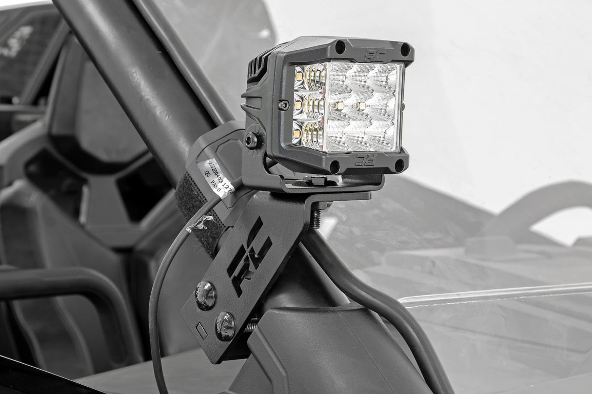 LED Light Kit A Pillar Mount 2 Inch Black Pair Flood Polaris RZR PRO XP Rough Country