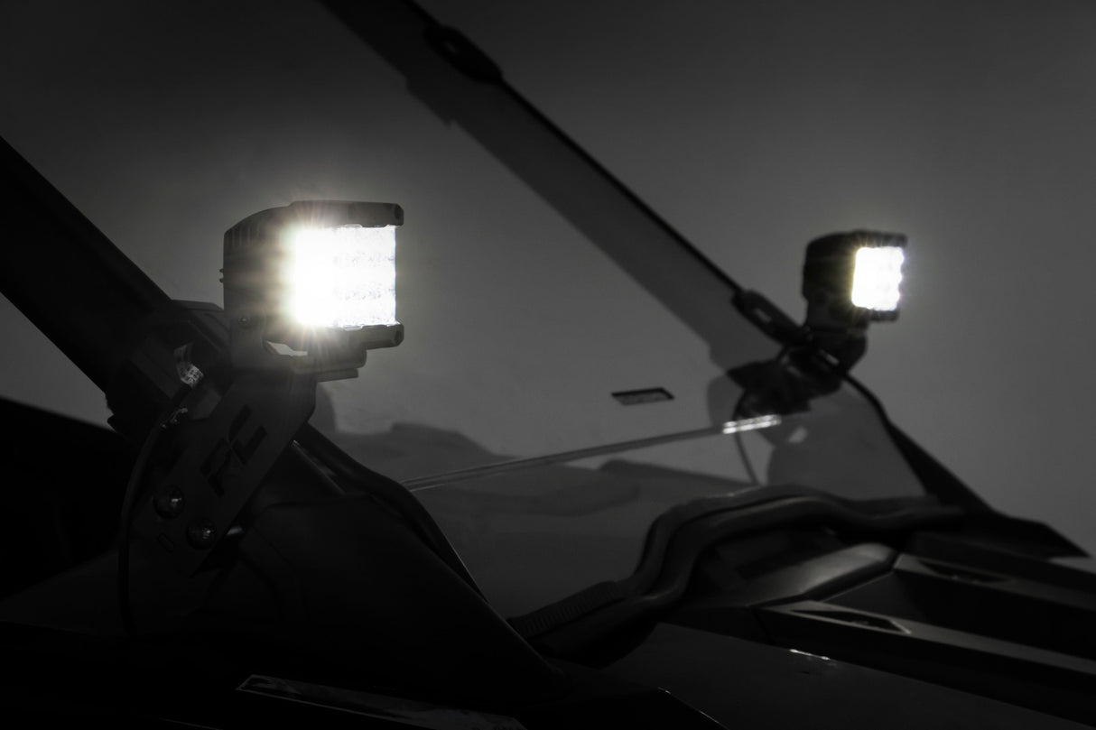LED Light Kit A Pillar Mount 2 Inch Chrome Pair Wide Angle Polaris RZR PRO XP Rough Country