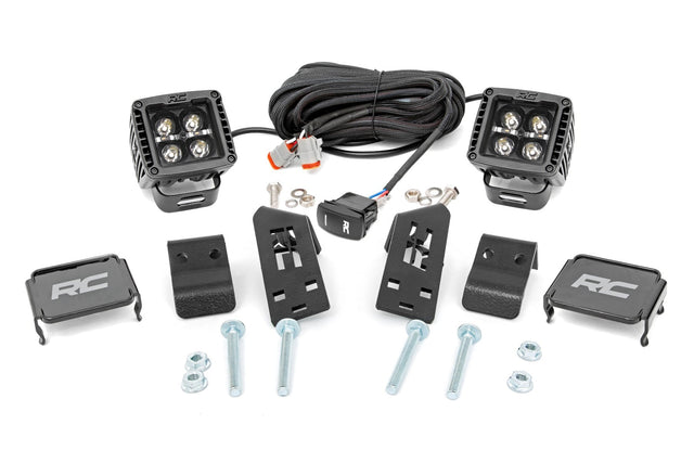 LED Light Kit A Pillar Mount 2 Inch Black Pair White DRL Polaris RZR PRO XP Rough Country