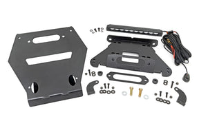 LED Light Winch Mount Front 10 Inch Black Slimline Polaris RZR Pro R Rough Country